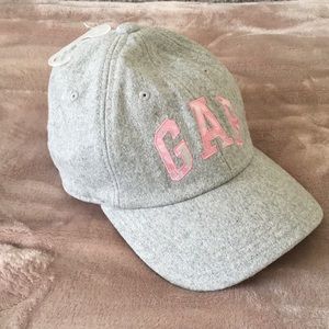 GAP felt baseball cap with pink plaid detailing
